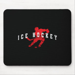 Ice Hockey Red Team Player Varsity Text Mouse Pad