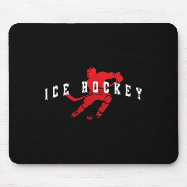 Ice Hockey Red Team Player Varsity Text  Mouse Pad (Front)
