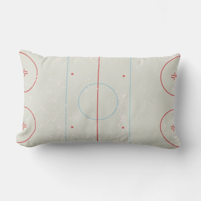 Ice Hockey Rink Distressed Style Graphic Lumbar Cushion (Front)