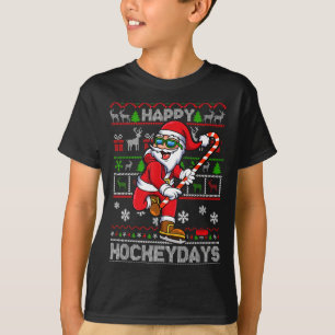Ice Hockey Santa Claus Happy Hockeydays Funny Chri T-Shirt