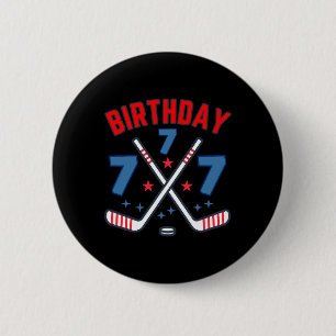 Ice Hockey Seven Birthday Boy 7th Party Boys Age 7 6 Cm Round Badge