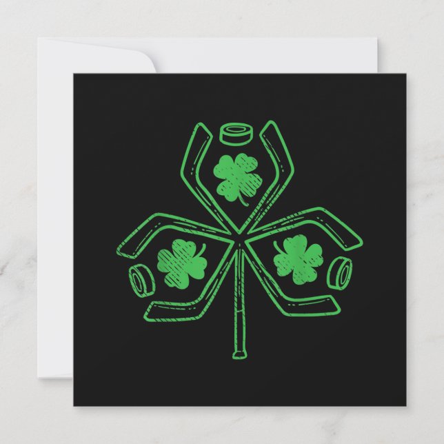 Ice Hockey Shamrock Clover St Patricks Day Player Invitation (Front)