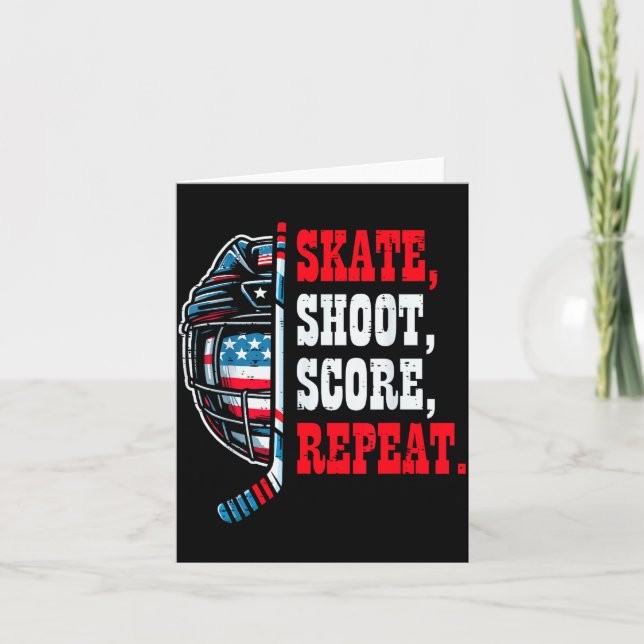 Ice Hockey Skate Shooy Score Repeat Player Men Boy Card (Front)