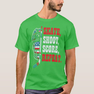 Ice Hockey Skate Shooy Score Repeat Player Men Boy T-Shirt