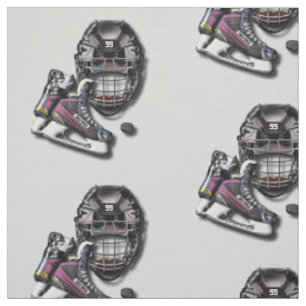 Ice Hockey Skates Helmet Puck With Name And Number Fabric