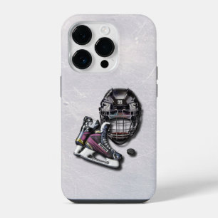 Ice Hockey Skates Helmet Puck With Name And Number iPhone 14 Pro Case