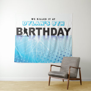 ICE HOCKEY SKATING Birthday Party Photo-Op Memory Tapestry