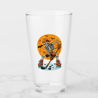 Ice Hockey Skeleton Spooky Halloween Glass