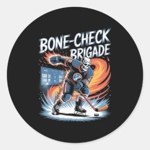 Ice Hockey Skull Team Bone-check Power Funny Hallo Classic Round Sticker