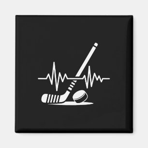 Ice Hockey Sport Player Stick And Puck Heartbeat F Magnet