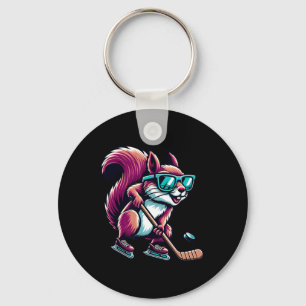 Ice Hockey Squirrel Cool Gles Skating Key Ring
