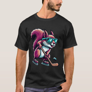 Ice Hockey Squirrel Cool Gles Skating  T-Shirt
