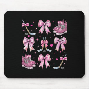 Ice Hockey Stick Hockey Skates Girl Coquette Bow P Mouse Pad