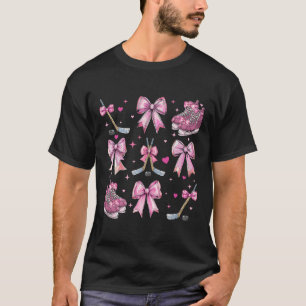 Ice Hockey Stick Hockey Skates Girl Coquette Bow P T-Shirt