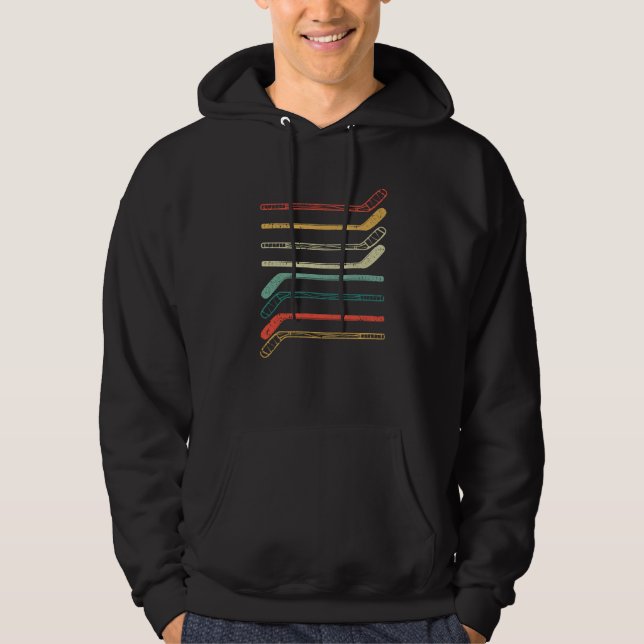 Ice hockey stick player fans silhouette winter hoodie (Front)