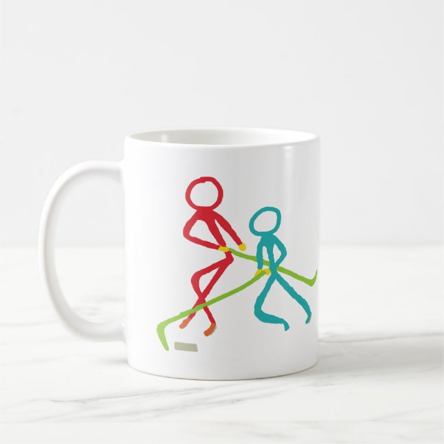 Ice Hockey Stickmen Coffee Mug (Left)