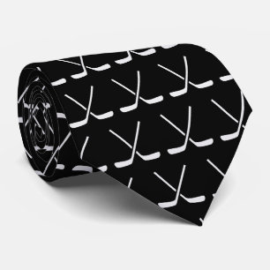 Ice Hockey Sticks Pattern Black Background  Tie