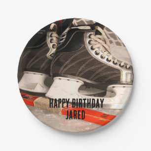 Ice Hockey Themed Birthday Paper Plates