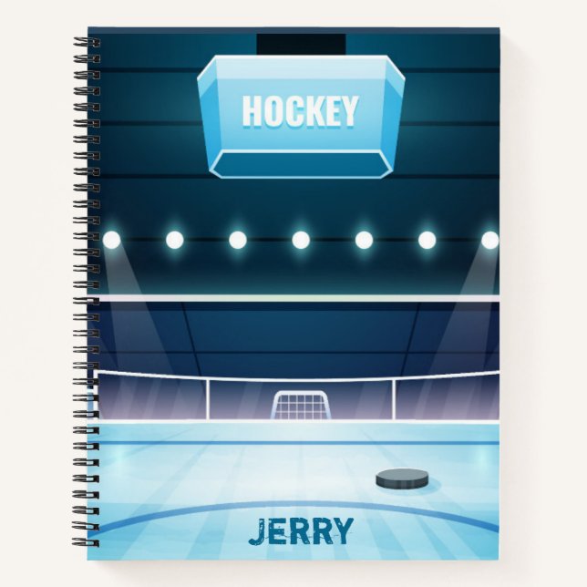 Ice Hockey Themed Personalised Notebook (Front)