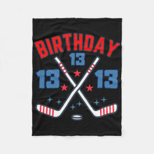 Ice Hockey Thirteen Birthday Boy 13th Party Boys A Fleece Blanket