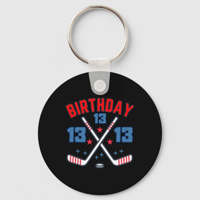 Ice Hockey Thirteen Birthday Boy 13th Party Boys A Key Ring (Front)
