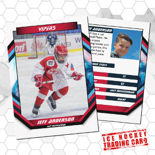 Ice Hockey Trading Card in Cool Red Blue White