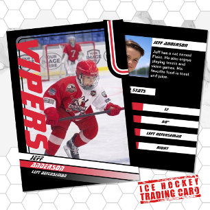 Ice Hockey Trading Card in Dynamic Red Black
