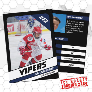Ice Hockey Trading Card in Vibrant Blue Black