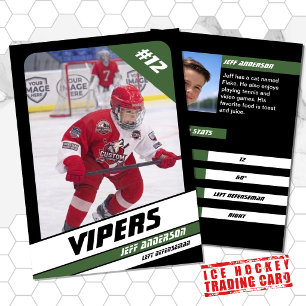 Ice Hockey Trading Card in Vibrant Green Black