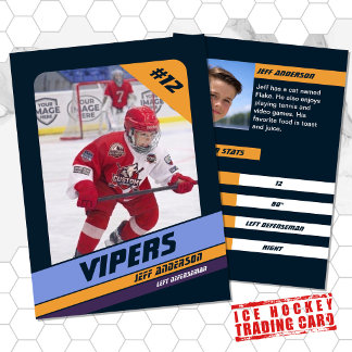 Ice Hockey Trading Card in Vibrant Violet