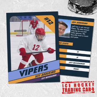 Ice Hockey Trading Card in Vibrant Violet