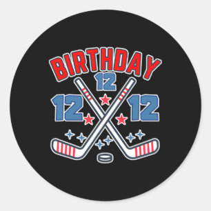 Ice Hockey Twelve Birthday Boy 12th Party Boys Age Classic Round Sticker