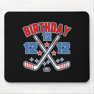 Ice Hockey Twelve Birthday Boy 12th Party Boys Age Mouse Pad