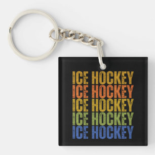 Ice Hockey Typography Key Ring