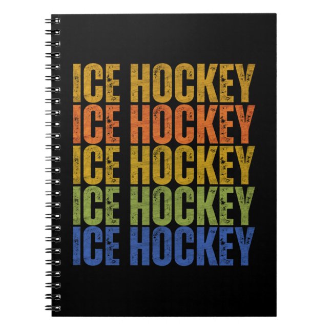 Ice Hockey Typography Notebook (Front)