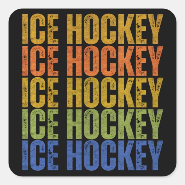 Ice Hockey Typography Square Sticker (Front)