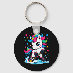 Ice Hockey Unicorn Kawaii Key Ring
