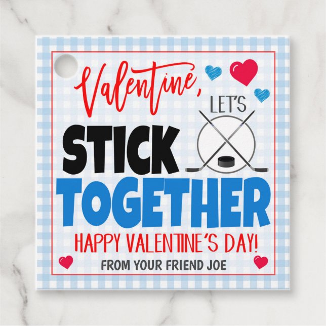 Ice Hockey Valentine Gift Tag (Front)