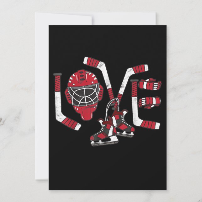 Ice Hockey Valentines Day Love Cute Gift Boys Girl Invitation (Front)