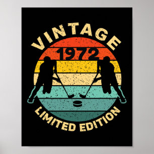 Ice Hockey Vintage 1972 Bday 50th Birthday Hockey Poster