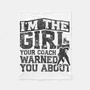 Ice Hockey Vintage Girl I'm The Girl Your Coach Wa Fleece Blanket