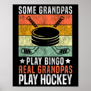 Ice Hockey Vintage Grandpa Retro Some Grandpas Pla Poster