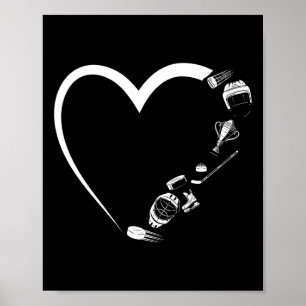 Ice Hockey Vintage Heart Hockey Heart Poster