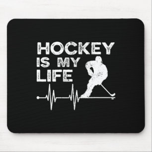 Ice Hockey Vintage Hockey Is My Life Mouse Pad