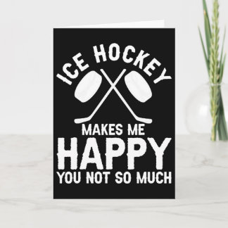 Ice Hockey Vintage Mask Ice Hockey Makes Me Happy Card