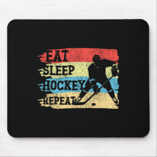 Ice Hockey Vintage Retro Eat Sleep Hockey Repeat Mouse Pad