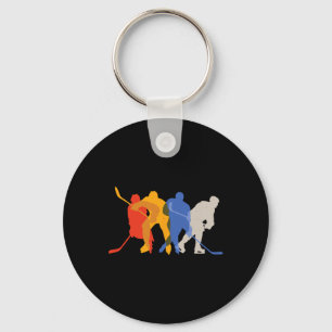 Ice Hockey Vintage Retro Ice Hockey Player Gift Key Ring