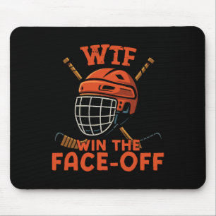 Ice Hockey Vintage Wtf Win The Face-off Mouse Pad