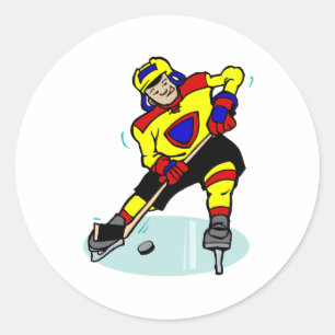 Ice Hockey Yellow Red Blue Classic Round Sticker