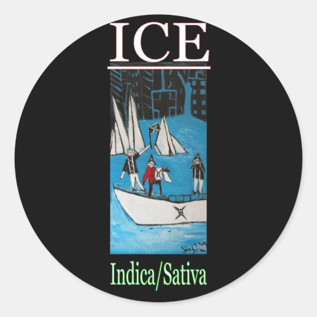 ICE INDICA SATIVA CLASSIC ROUND STICKER (Front)